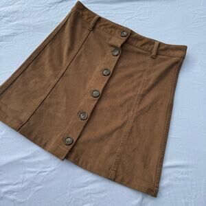 Leighton Brown Faux Suede Button front Mini Skirt Juniors 3